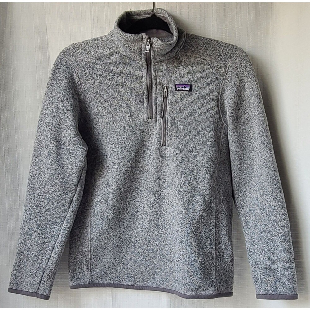 Patagonia Girls 1/4 Zip Better Sweater Fleece Pullover Gray Birch Size XL (14)